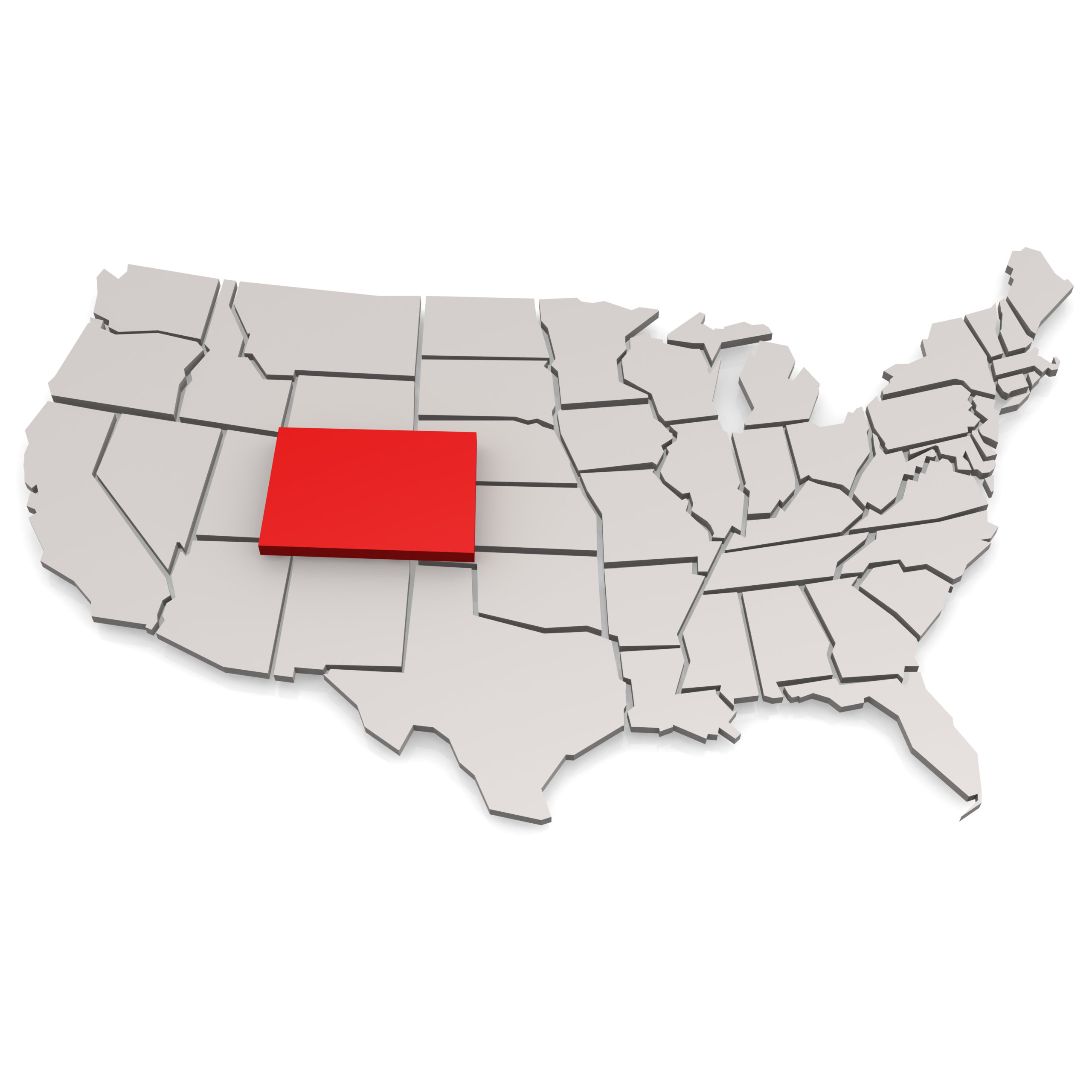 Map of United States with Colorado marked in red